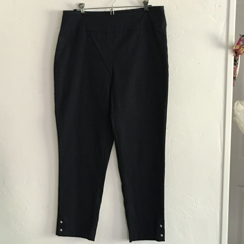 Jessica Riley Black High Waist Slim Cropped Pants Large - Picture 2 of 10
